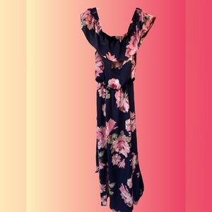 NWOT Floral Dress in Navy and Pink